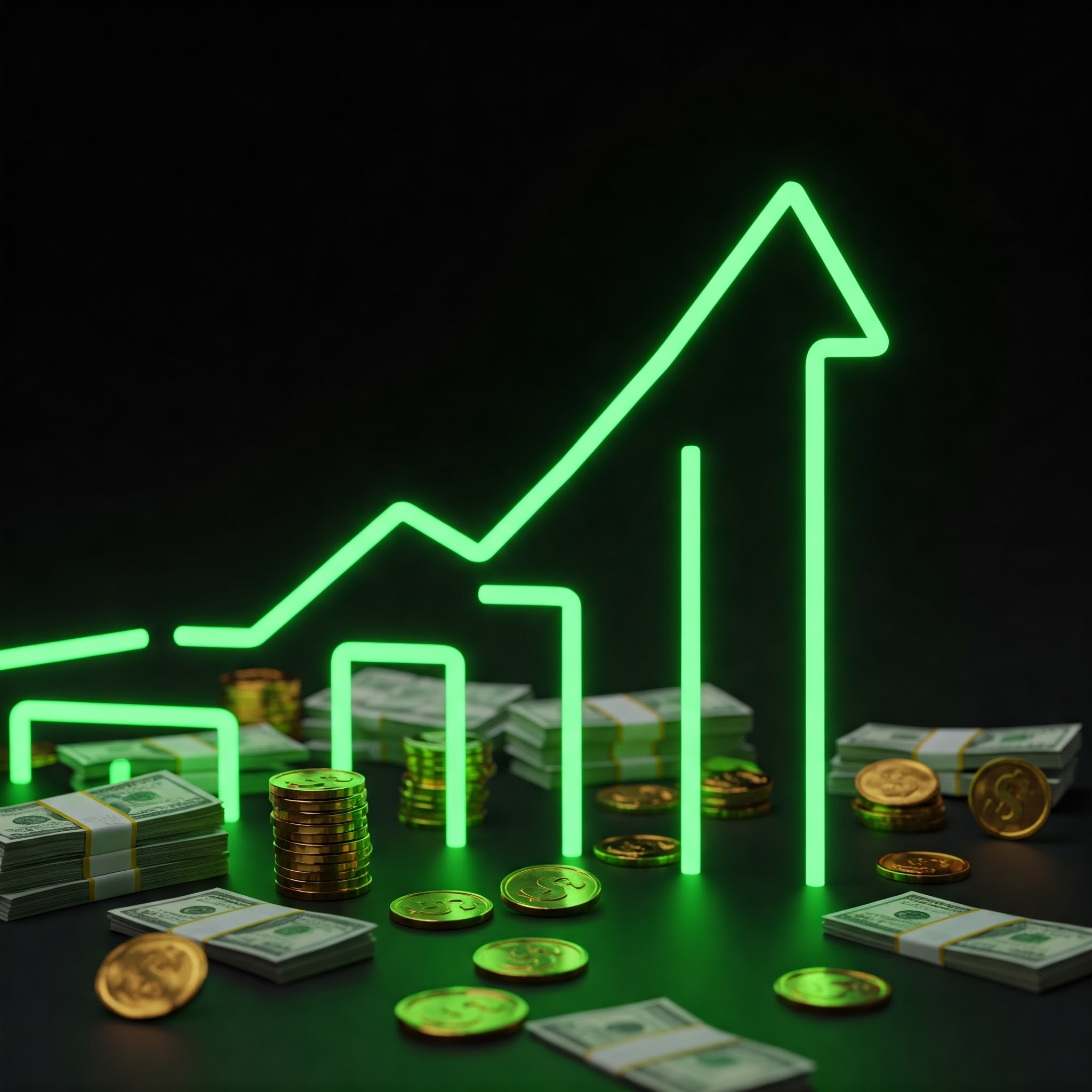 photo of Green Growth Line Over Stacks of Money